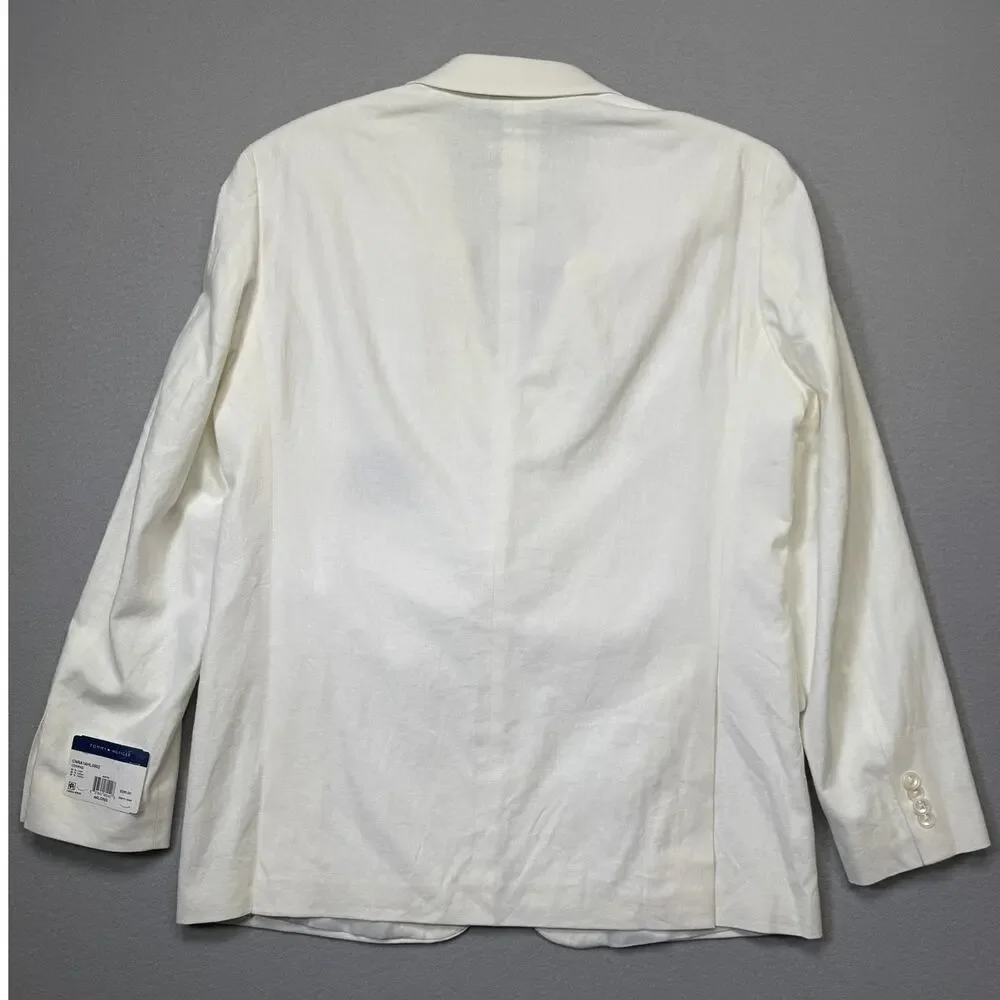 Tommy Hilfiger Men's Modern-Fit 100% Linen Sport Coat white 44L $295
